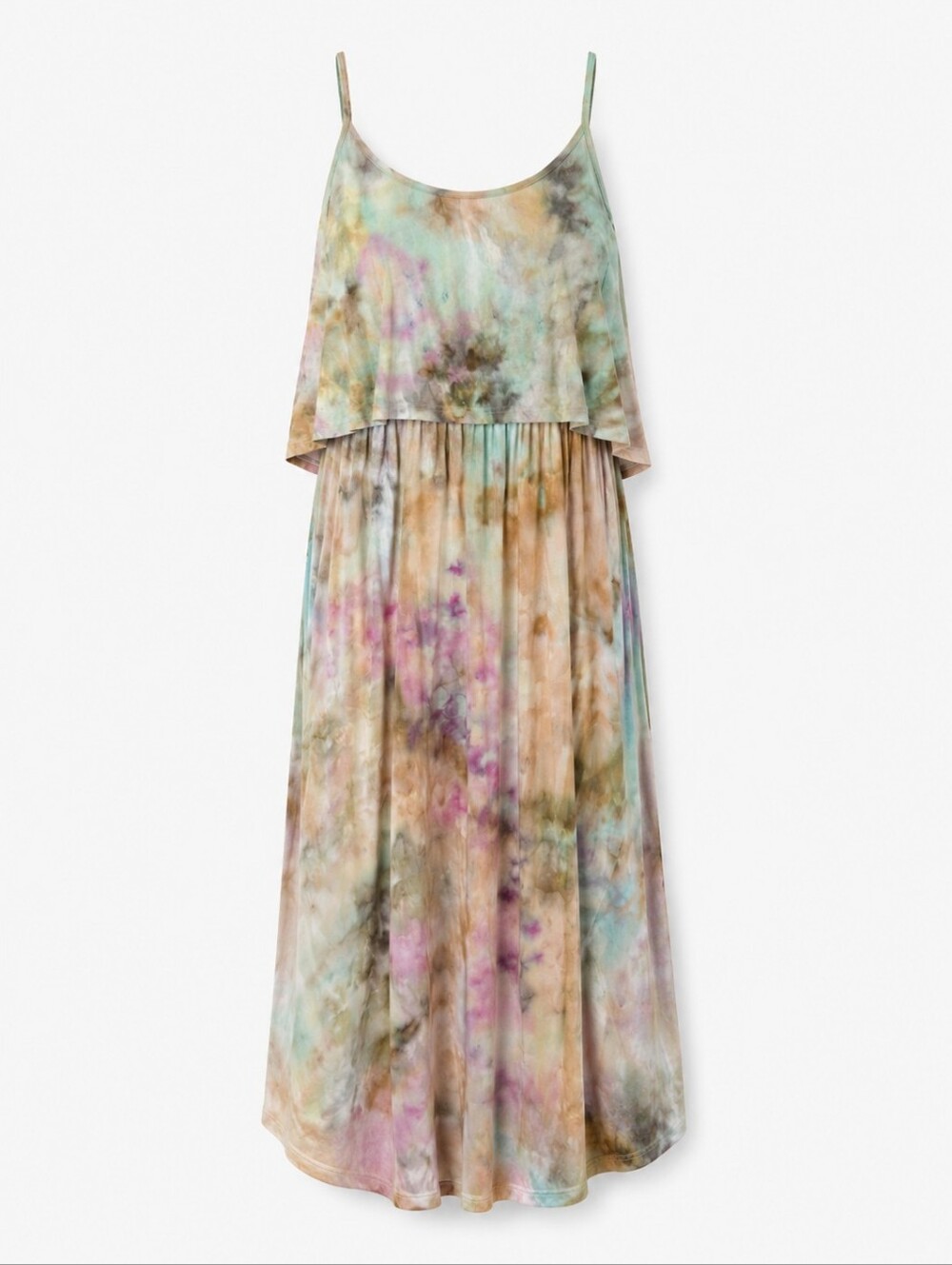 Custom Tie Dyed Pastel Rayon Midi Dress, Size 2X